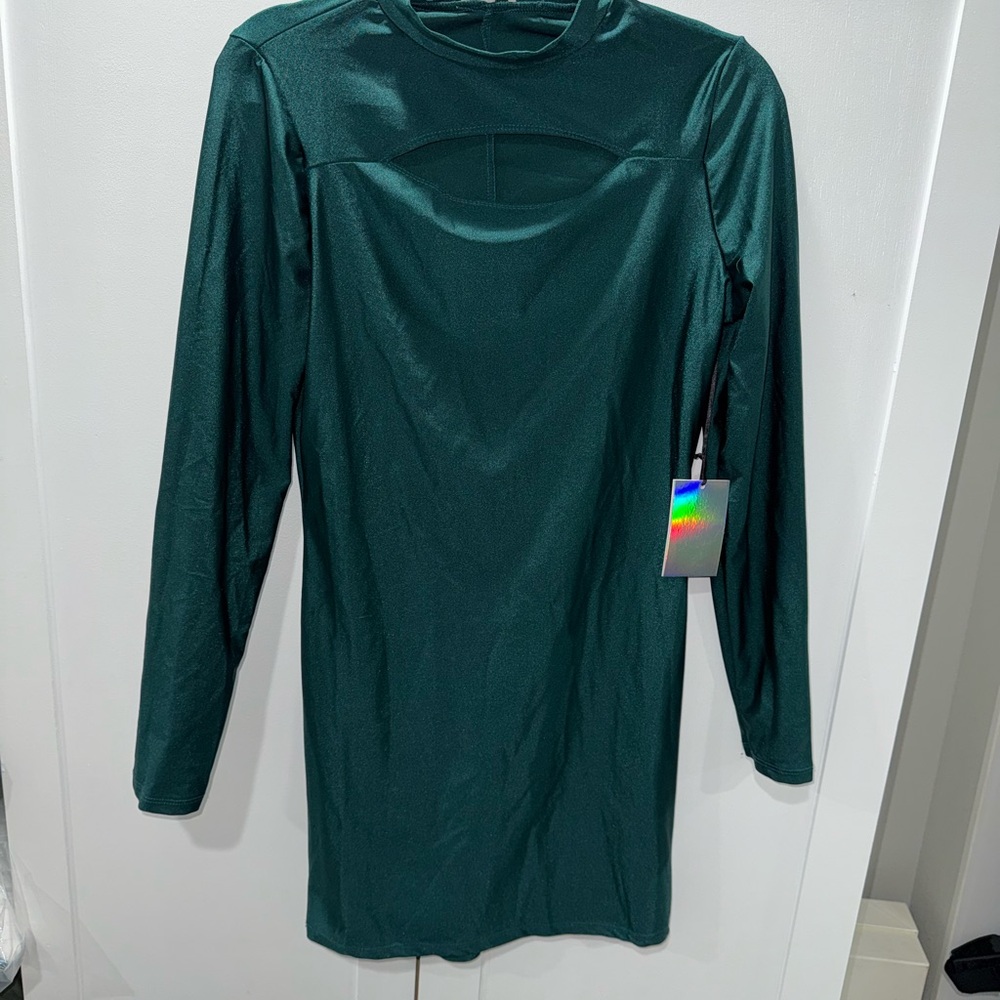 Iris Green Mock Neck Bodycon Dress